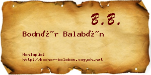 Bodnár Balabán névjegykártya